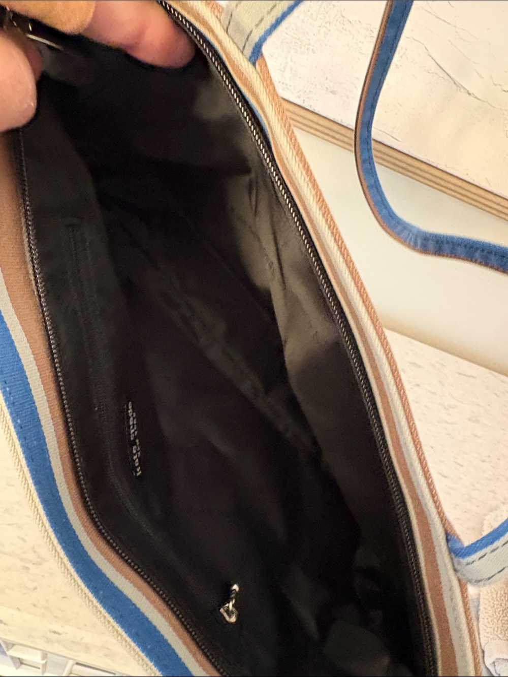 kate spade Vintage Striped Canvas Tote in Blue and Tan NNT - Picture 8 of 15
